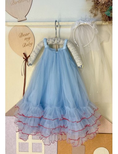 夢幻感十足的淺藍色層次澎澎紗裙