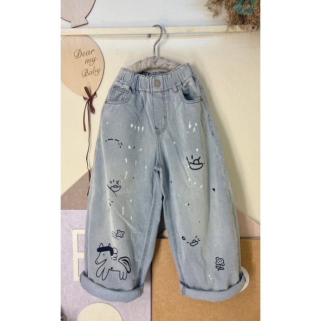 《馬🐎上有錢($)》淺色水洗寬褲