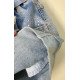 淺色洗水仿鑽牛短褲