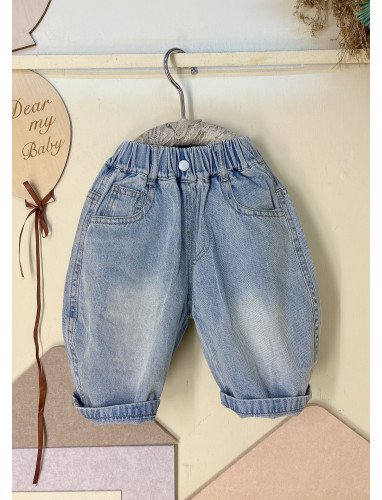 潮流刺繡設計的兒童休閒牛仔短褲