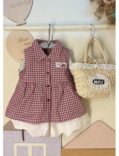 紅格兩件套裝