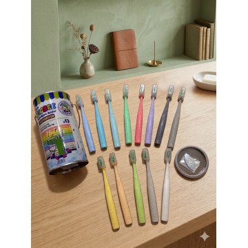 桶裝 13 支色彩繽紛的 兒童牙刷
